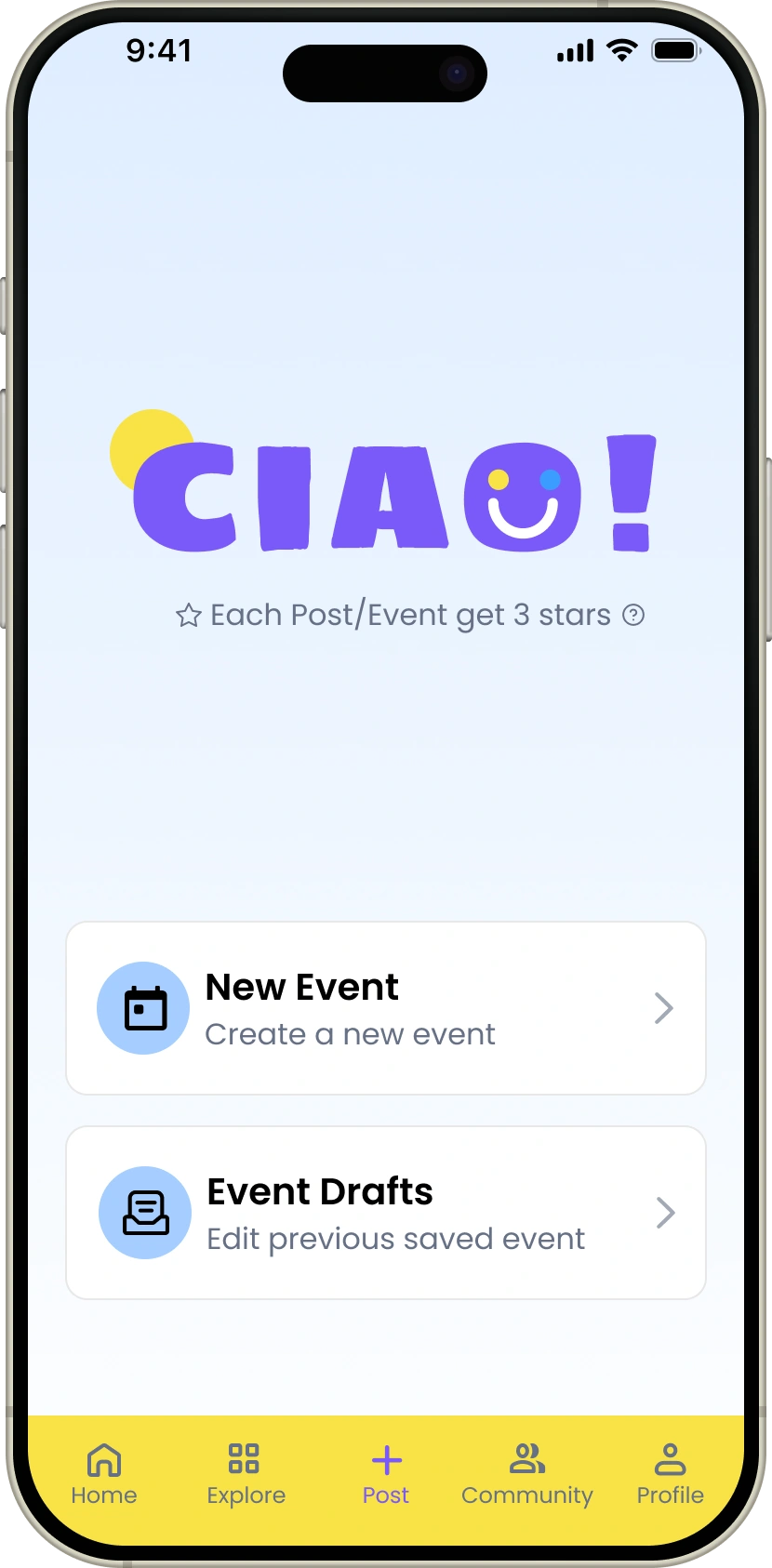 Ciao Create event entry