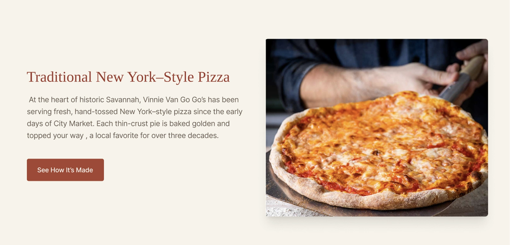 Pizza introduction before testing, with one pizza photograph
